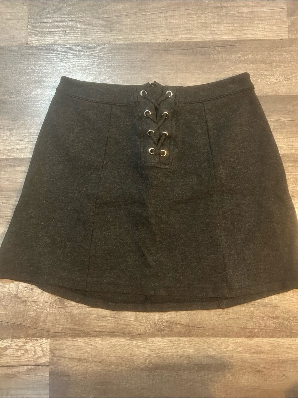 Lush Women’s Skirt Grey Lace-Up Mini Skirt - Size Small